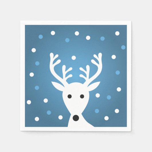 Cute reinreder blue winter-kerstpapier Napkin Servet (Voorkant)