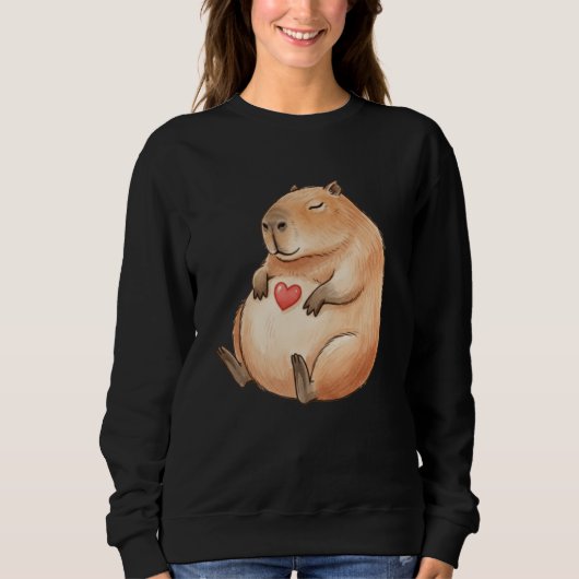 Cute Relaxed Capybara Valetntines Day Kawaii Heart Trui (Voorkant)