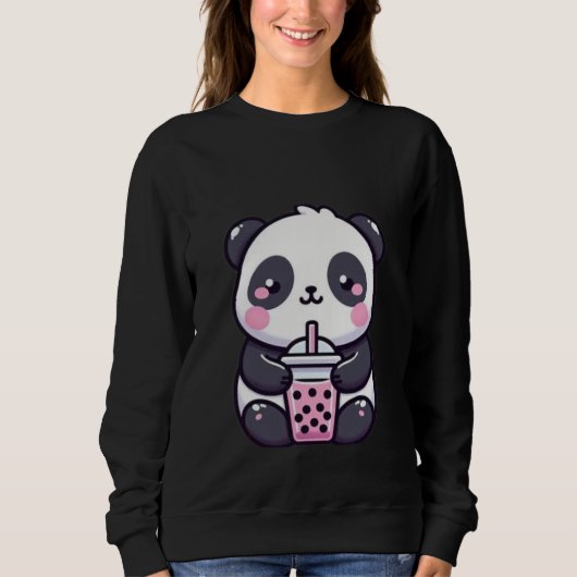 Cute Relaxed Panda Cartoon – Adorable Kawaii Panda Trui (Voorkant)