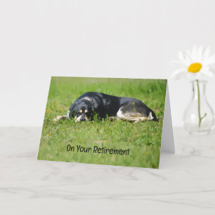 Cute Relaxing Dog Art Retirement Kaart