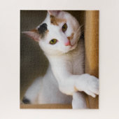 Cute Relaxing White Calico Cat Puzzle Legpuzzel (Verticaal)