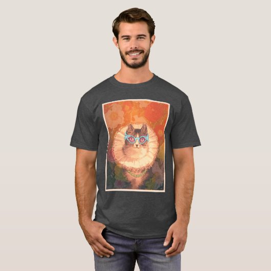 Cute Renaissance-kat met bril en goudketting T-shirt (Voorkant volledig)