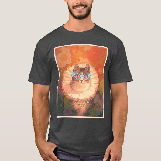 Cute Renaissance-kat met bril en goudketting T-shirt (Voorkant)