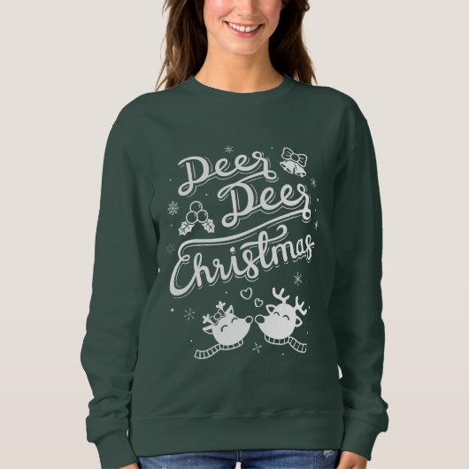 Cute Rendier Hert Kerst Typografie Pun T-shirt (Voorkant)
