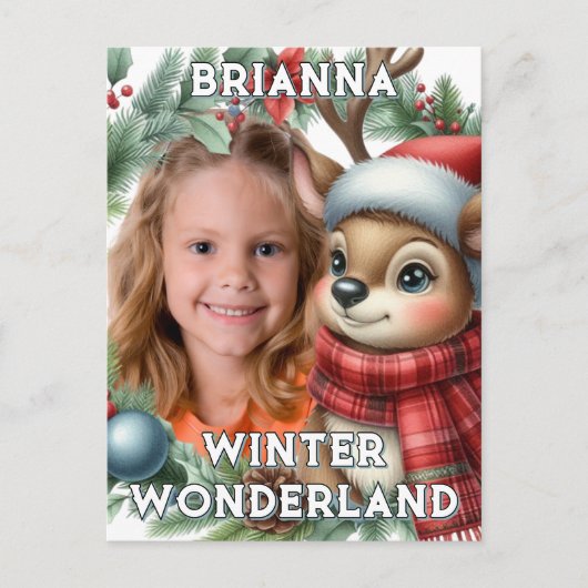 Cute Rendier Kerst Fotokaart Briefkaart (Voorkant)