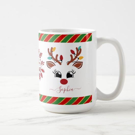 Cute Rendier Kerst Kinderen Heet Chocolade Koffiemok (Rechts)