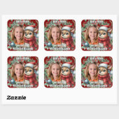 Cute Rendier Kerst Krans  Vierkante Sticker (Vel)