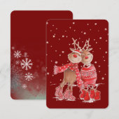 Cute Rendier Kerst T-shirt – Cozy 3D Kaart (Voorkant / Achterkant)