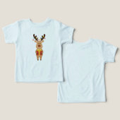 Cute Rendier Kerst T-shirt voor Peuters (Ontwerp Voorkant & Achterkant)