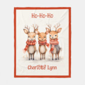 Cute Rendier Kerstdeken voor Kinderen met Naam Fleece Deken (Voorkant)