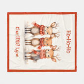 Cute Rendier Kerstdeken voor Kinderen met Naam Fleece Deken (Voorkant (Horizontaal))