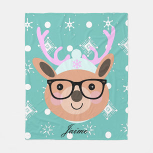 Cute Rendier Kerstfeest Sjaal Hoed Bril Fleece Deken