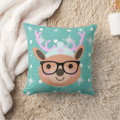 Cute Rendier Kerstfeest Sjaal Hoed Bril    Kussen (Deken)