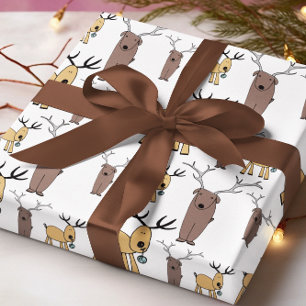 Cute Rendier Kerstvakantie Dierenprint Cadeaupapier