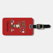 Cute Rendier Kerstvakantie Rode Bagage ID Tag Bagagelabel (Voorkant horizontaal)