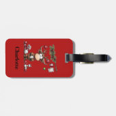 Cute Rendier Kerstvakantie Rode Bagage ID Tag Bagagelabel (Achterkant horizontaal)
