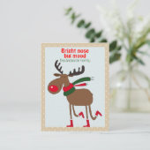 Cute rendier kerstwens beige retro kerstkaart (Staand voorkant)