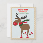 Cute rendier kerstwens beige retro kerstkaart (Voorkant)