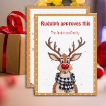 Cute rendier kerstwens beige retro kerstkaart