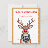 Cute rendier kerstwens beige retro kerstkaart (Voorkant)