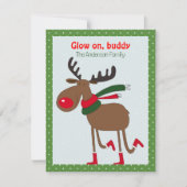 Cute rendier kerstwens groene retro kerstkaart (Voorkant)