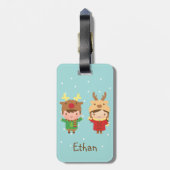 Cute Rendier Kinderen Kerstmis Bagage Label (Achterkant verticaal)