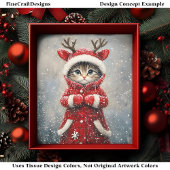 Cute Rendier Kitten In Rode Jas AK6F Decoupage Tissuepapier