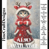 Cute Rendier Kitten In Rode Jas AK6H Decoupage Tissuepapier