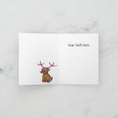 Cute Rendier Met Rode Neus - Vrolijk Kerstfeest Kaart (Binnen)