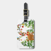 Cute rendieren in de sneeuw bagagelabel (Voorkant verticaal)