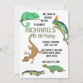 Cute Reptile Th-Kind Birthday Party Kaart (Voorkant)
