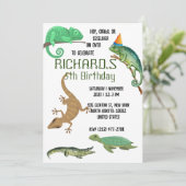 Cute Reptile Th-Kind Birthday Party Kaart (Staand voorkant)