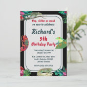 Cute Reptile Th-Kind Birthday Party Kaart (Staand voorkant)