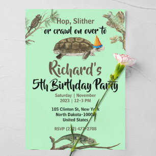 Cute Reptile Th-Kind Birthday Party Kaart