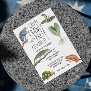 Cute Reptile Th-Kind Birthday Party Kaart