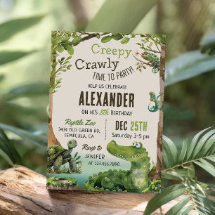 Cute Reptile Th-Kind Birthday Party Kaart