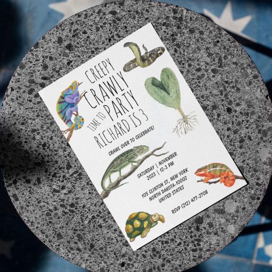 Cute Reptile Th-Kind Birthday Party Kaart