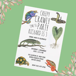 Cute Reptile Th-Kind Birthday Party Kaart