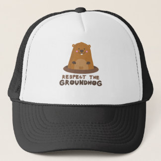 Cute Respect the Groundhog Woodchuck Groundhog Day Trucker Pet