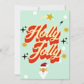 Cute Retro 50s Typography Holly Jolly Christmas Ca Kaart