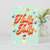 Cute Retro 50s Typography Holly Jolly Christmas Ca Kaart (Staand voorkant)