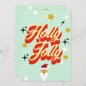 Cute Retro 50s Typography Holly Jolly Christmas Ca Kaart (Voorkant / Achterkant)