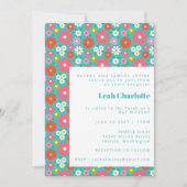 Cute Retro 60s Flowers Turquoise Bat Mitzvah Kaart (Voorkant)