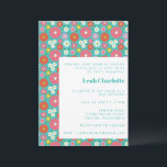 Cute Retro 60s Flowers Turquoise Bat Mitzvah Kaart<br><div class="desc">Cute Groovy Retro 60s Flowers Turquoise Blue en Hot Pink Bat Mitzvah Invitation</div>