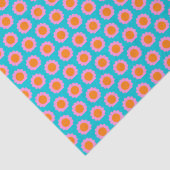 Cute Retro 60s Turquoise Mod Flower Pattern Tissuepapier (Detail)