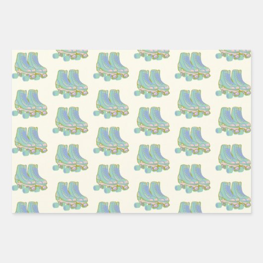 Cute Retro 80s Roller Schaatsen Pattern in Pastels Inpakpapier Vel (Voorkant 2)