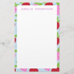 Cute Retro Aardbery Fruit Pattern Personalized Briefpapier
