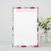 Cute Retro Aardbery Fruit Pattern Personalized Briefpapier (Staand voorkant)