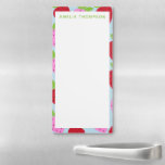 Cute Retro Aardbery Fruit Pattern Personalized Magnetisch Notitieblok<br><div class="desc">Het retro-esthetisch fruitpatroon met aardbeien in rood,  roze en lichtblauw.</div>