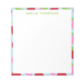 Cute Retro Aardbery Fruit Pattern Personalized Notitieblok (Voorkant)
